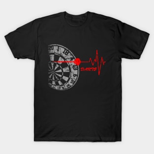 DARTS, Dart Board, heartbeat T-Shirt